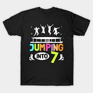 Jumping Into 7 Year Old Birthday Trampoline Jumping T-Shirt